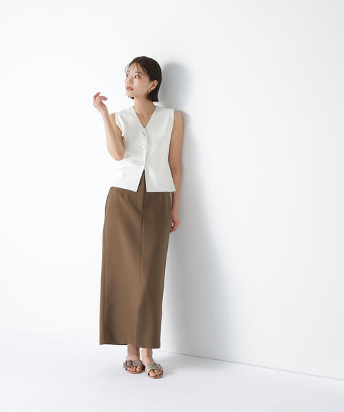 NATURAL BEAUTY BASIC（ナチュラルビューティーベーシック）の「◇ダブルポケットニットベスト（ベスト・レディース・ブラック/オフホワイト/ライトグリーン・FREE）」の16枚目の写真