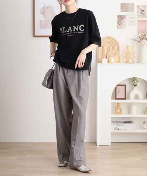 セール】EGLANTINE BLANC スパンコールロゴTシャツ メッシュ