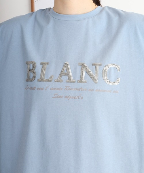 セール】EGLANTINE BLANC スパンコールロゴTシャツ メッシュ