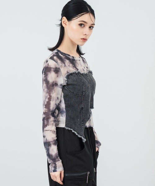 ANAP(アナップ)の「デニムビスチェ ドッキング シアートップス(Tシャツ/カットソー・レディース・カーキ/ブラック・FREE)」の15枚目の写真