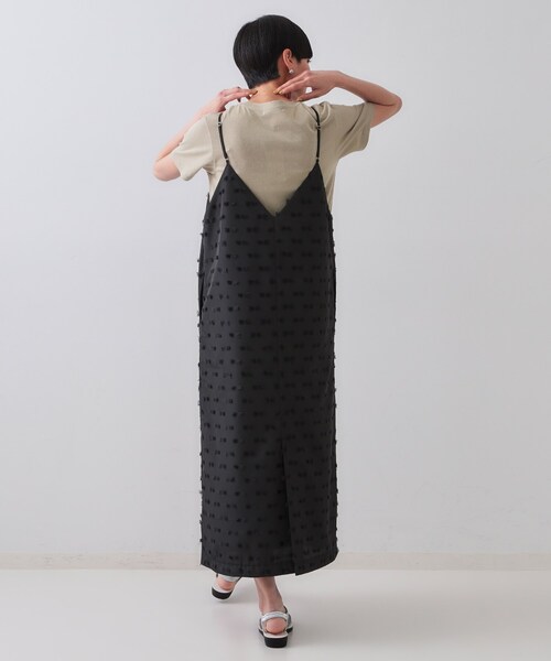 OPAQUE.CLIP（オペークドットクリップ）の「リボンジャカードキャミワンピース【洗濯機洗い可】（ワンピース・レディース・ブルー/ブラック・40/38/42）」の5枚目の写真