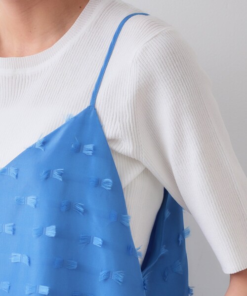 OPAQUE.CLIP（オペークドットクリップ）の「リボンジャカードキャミワンピース【洗濯機洗い可】（ワンピース・レディース・ブルー/ブラック・40/38/42）」の16枚目の写真
