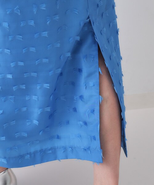 OPAQUE.CLIP（オペークドットクリップ）の「リボンジャカードキャミワンピース【洗濯機洗い可】（ワンピース・レディース・ブルー/ブラック・40/38/42）」の19枚目の写真