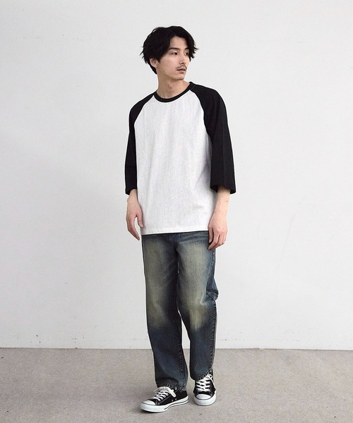 RATTLE TRAP(ラトルトラップ)の「古着風ウォッシュ加工ラグランTシャツ(Tシャツ/カットソー・メンズ・チャコールグレー/ホワイト/ネイビー・M/L)」の4枚目の写真