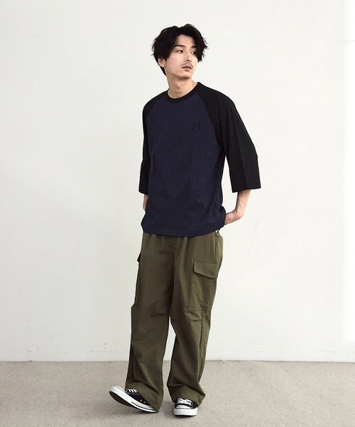 RATTLE TRAP(ラトルトラップ)の「古着風ウォッシュ加工ラグランTシャツ(Tシャツ/カットソー・メンズ・チャコールグレー/ホワイト/ネイビー・M/L)」の6枚目の写真