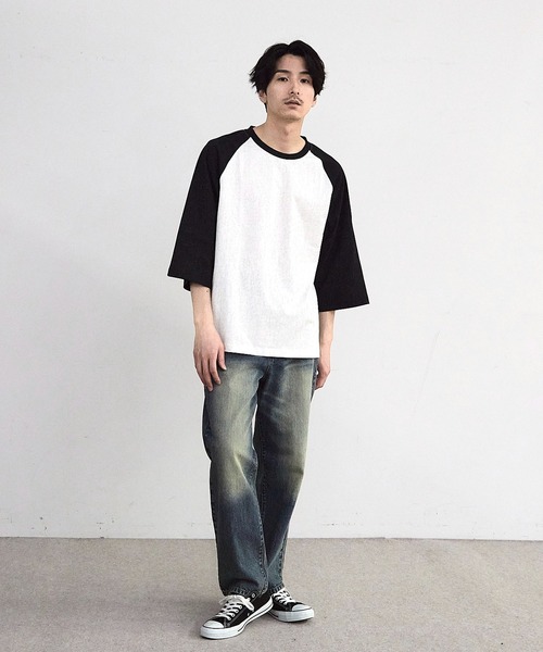 RATTLE TRAP(ラトルトラップ)の「古着風ウォッシュ加工ラグランTシャツ(Tシャツ/カットソー・メンズ・チャコールグレー/ホワイト/ネイビー・M/L)」の7枚目の写真