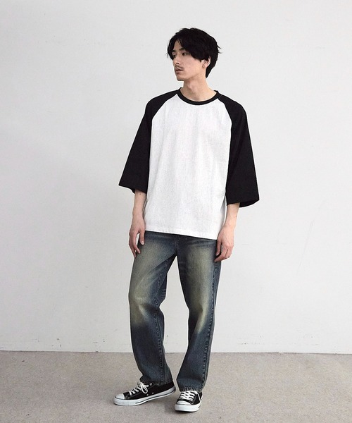 RATTLE TRAP(ラトルトラップ)の「古着風ウォッシュ加工ラグランTシャツ(Tシャツ/カットソー・メンズ・チャコールグレー/ホワイト/ネイビー・M/L)」の8枚目の写真