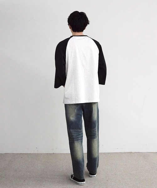 RATTLE TRAP(ラトルトラップ)の「古着風ウォッシュ加工ラグランTシャツ(Tシャツ/カットソー・メンズ・チャコールグレー/ホワイト/ネイビー・M/L)」の11枚目の写真