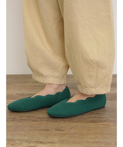 Samansa Mos2(サマンサ モスモス)の「ニットスカラップバレエシューズ(ドレスシューズ・レディース・モカ/ブラック/グリーン・XL/S/L/M)」の3枚目の写真