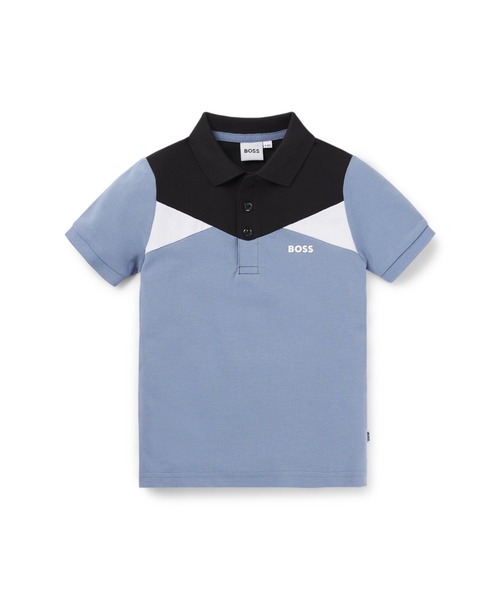 キッズ カラーブロック ポロシャツ ストレッチコットンピケ