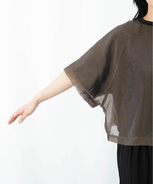 LUCA/LADY LUCK LUCA(ルカ/レディラックルカ)の「LC/LLL オーガンジーレイヤーT(Tシャツ/カットソー・レディース・チャコールグレー/オフホワイト・FREE)」の10枚目の写真