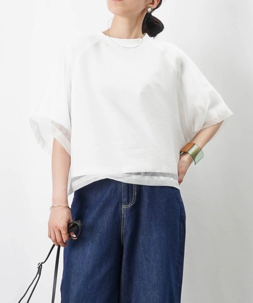 LUCA/LADY LUCK LUCA(ルカ/レディラックルカ)の「LC/LLL オーガンジーレイヤーT(Tシャツ/カットソー・レディース・チャコールグレー/オフホワイト・FREE)」の14枚目の写真