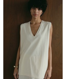 吊り天竺Ｖネックノースリーブプルオーバー