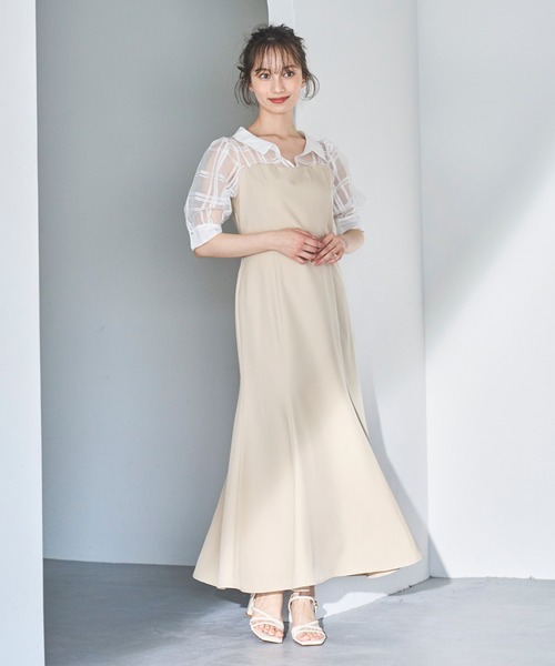 セール】2025春夏新作 シアーチェックシャツ ドッキングベア