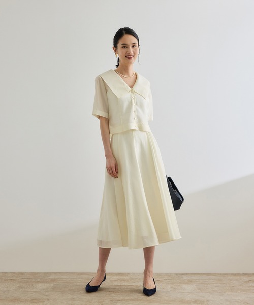 ROPE'（ロペ）の「【洗える】シャイニーシアーブラウス/セットアップ対応（シャツ/ブラウス・レディース・ブラック/オフホワイト・FREE）」の12枚目の写真