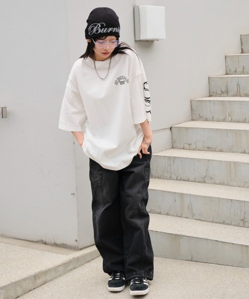 WEGO（ウィゴー）の「WEGO/【2点セット】アクセ付きストレートロゴT（Tシャツ/カットソー・メンズ・ホワイト/ブラック/ベージュ・LARGE/MEDIUM）」の14枚目の写真