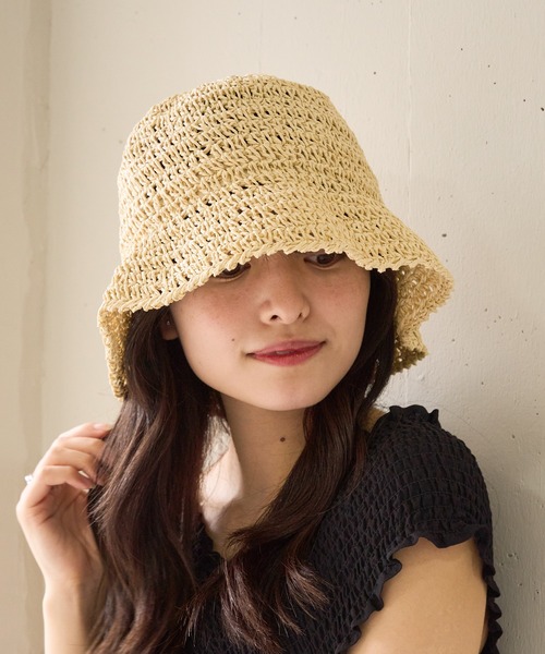 セール】【MAGASIN DE MODE Chou Chou】ペーパーバケットハット 麦わら