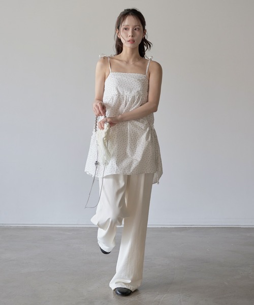 UNE MANSION(ユヌマンション)の「フロントピンタックラブリーレースストリングストレートスラックスパンツ(その他パンツ・レディース・ピンク/アイボリー/ブラック/スカイブルー・FREE)」の6枚目の写真