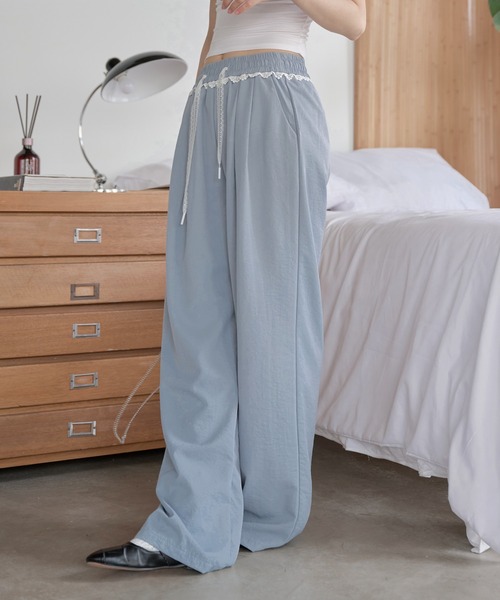 UNE MANSION(ユヌマンション)の「フロントピンタックラブリーレースストリングストレートスラックスパンツ(その他パンツ・レディース・ピンク/アイボリー/ブラック/スカイブルー・FREE)」の12枚目の写真