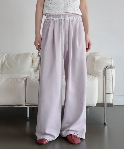 UNE MANSION(ユヌマンション)の「フロントピンタックラブリーレースストリングストレートスラックスパンツ(その他パンツ・レディース・ピンク/アイボリー/ブラック/スカイブルー・FREE)」の16枚目の写真