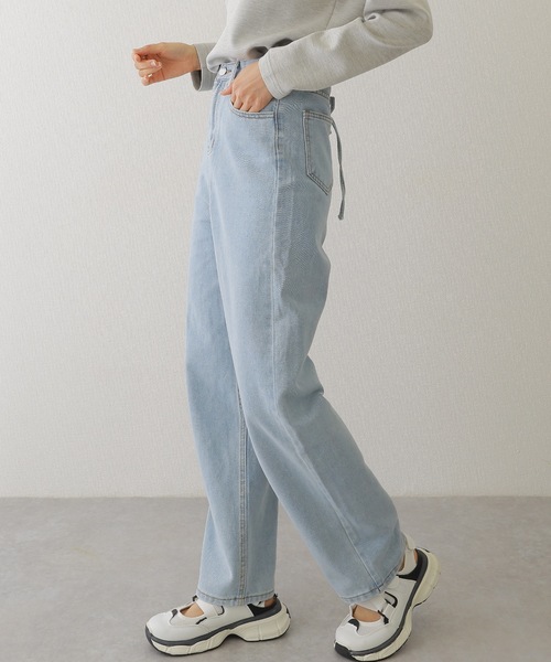 Lace Ladies（レースレディース）の「ウォッシュ加工 レースアップ ハイウエスト ストレート デニムパンツ（デニムパンツ・レディース・ブルー・XL/L/M/S）」の8枚目の写真