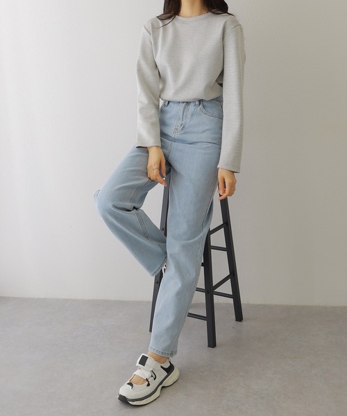 Lace Ladies（レースレディース）の「ウォッシュ加工 レースアップ ハイウエスト ストレート デニムパンツ（デニムパンツ・レディース・ブルー・XL/L/M/S）」の13枚目の写真