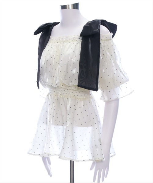 clear（クリア）の「無地&柄肩リボンペプラムブラウス[バレエコア ガーリー レイヤード]≪2025SS新作≫（シャツ/ブラウス・レディース・グレー/ピンク/ホワイト系その他・F）」の19枚目の写真