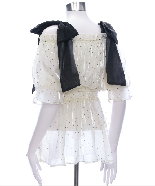 clear（クリア）の「無地&柄肩リボンペプラムブラウス[バレエコア ガーリー レイヤード]≪2025SS新作≫（シャツ/ブラウス・レディース・グレー/ピンク/ホワイト系その他・F）」の21枚目の写真