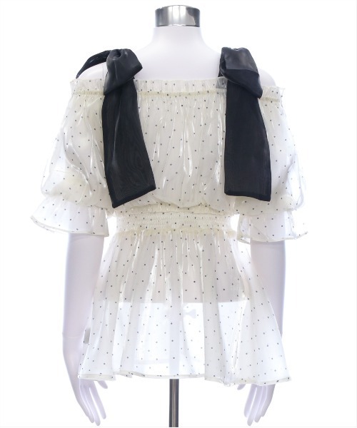 clear（クリア）の「無地&柄肩リボンペプラムブラウス[バレエコア ガーリー レイヤード]≪2025SS新作≫（シャツ/ブラウス・レディース・グレー/ピンク/ホワイト系その他・F）」の22枚目の写真