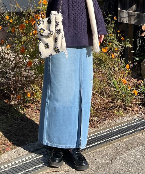 BLANK　（ブランク）の「Crushed long Denim Skirt / ダメージロングデニムスカート（デニムスカート・レディース・ブルー/ライトブルー/ブラック・S）」の10枚目の写真
