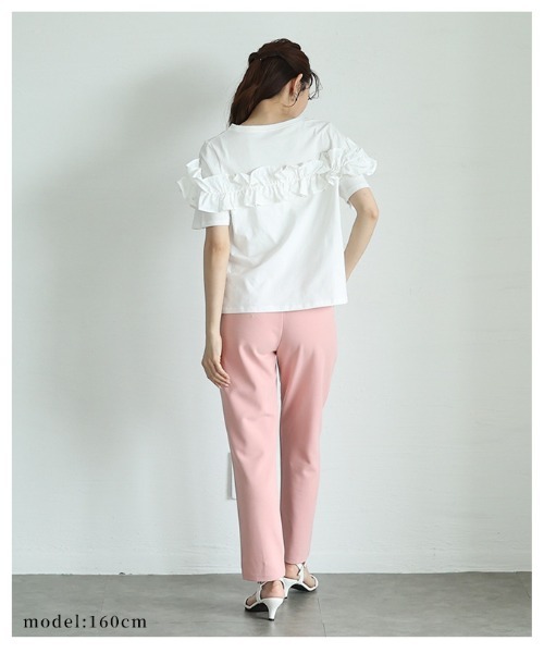 Sawa a la mode(サワアラモード)の「デコルテフリルトップス(Tシャツ/カットソー・レディース・ブルー/ブラック/ホワイト・FREE)」の16枚目の写真