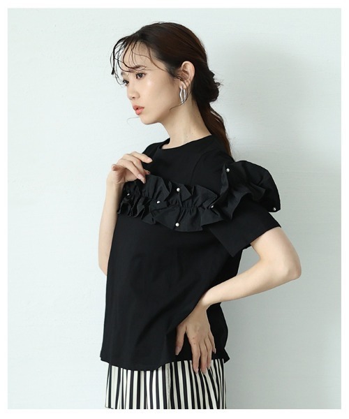 Sawa a la mode(サワアラモード)の「デコルテフリルトップス(Tシャツ/カットソー・レディース・ブルー/ブラック/ホワイト・FREE)」の20枚目の写真