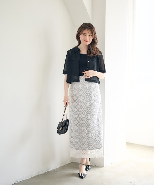 12Twelve Agenda(トゥエルブ アジェンダ)の「シアーシャツ風5分袖カーディガン(カーディガン/ボレロ・レディース・オフホワイト/グレー/ブラック・M)」の5枚目の写真