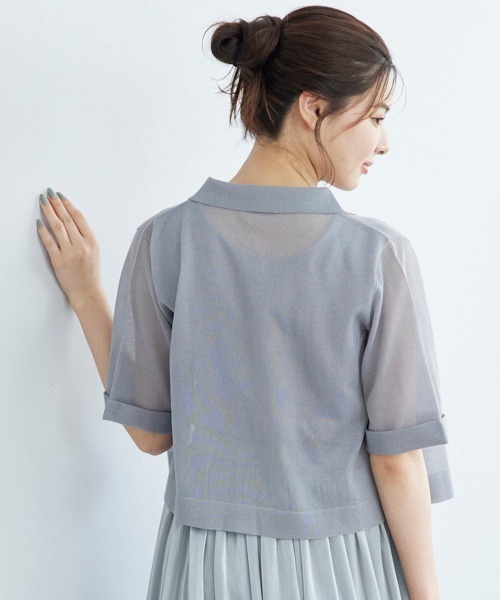 12Twelve Agenda(トゥエルブ アジェンダ)の「シアーシャツ風5分袖カーディガン(カーディガン/ボレロ・レディース・オフホワイト/グレー/ブラック・M)」の20枚目の写真