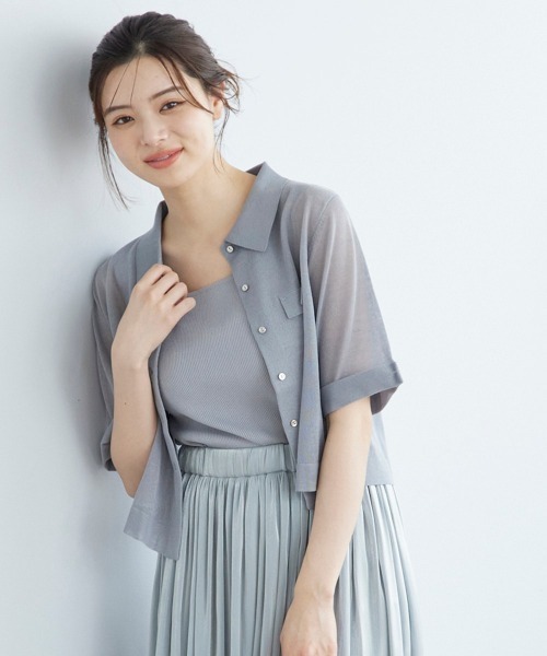 12Twelve Agenda(トゥエルブ アジェンダ)の「シアーシャツ風5分袖カーディガン(カーディガン/ボレロ・レディース・オフホワイト/グレー/ブラック・M)」の17枚目の写真