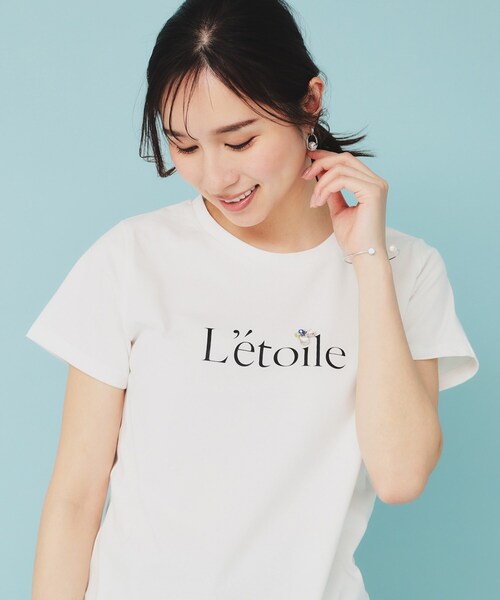 セール】《美人百花掲載》ビジュー付きロゴTシャツ【接触冷感/UV