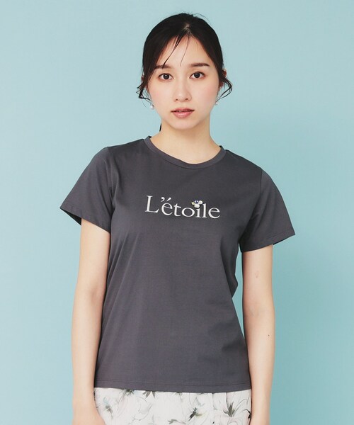 セール】《美人百花掲載》ビジュー付きロゴTシャツ【接触冷感/UV