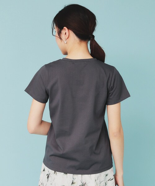 セール】《美人百花掲載》ビジュー付きロゴTシャツ【接触冷感/UV