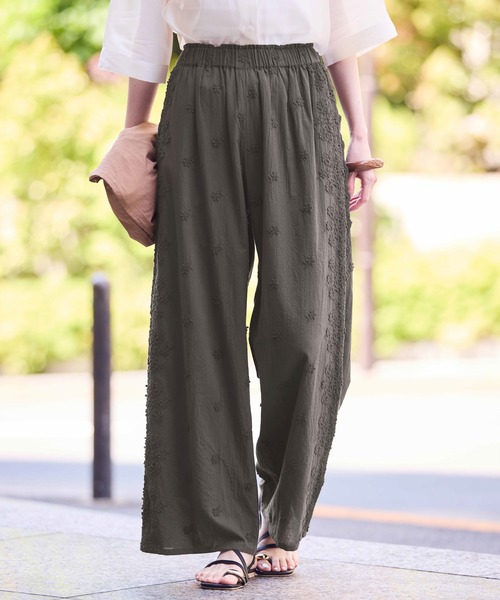 3D刺繍レースワイドパンツ/リンクコーデ（その他パンツ）｜ROPE