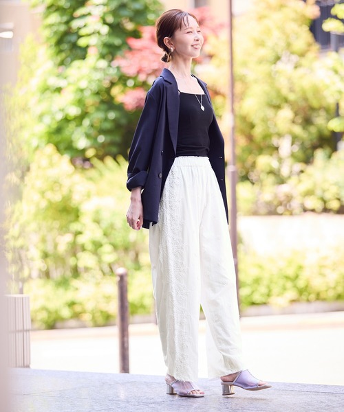 ROPE' PICNIC（ロペピクニック）の「3D刺繍レースワイドパンツ/リンクコーデ（その他パンツ・レディース・スミクロ/オフホワイト・38）」の13枚目の写真