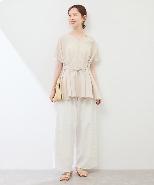 ROPE' PICNIC（ロペピクニック）の「3D刺繍レースワイドパンツ/リンクコーデ（その他パンツ・レディース・スミクロ/オフホワイト・38）」の19枚目の写真