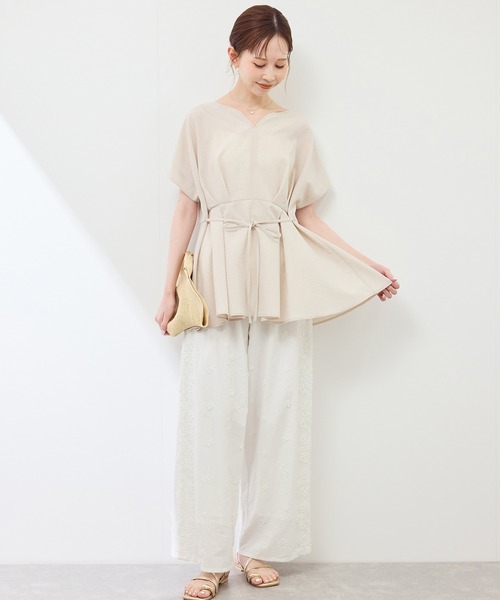 ROPE' PICNIC（ロペピクニック）の「3D刺繍レースワイドパンツ/リンクコーデ（その他パンツ・レディース・スミクロ/オフホワイト・38）」の20枚目の写真