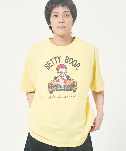 BETTY BOOP(ベティ・ブープ)の「BETTYクラシックカーTEE(M1)(Tシャツ/カットソー・メンズ・ブラック/ホワイト/パープル/イエロー/カーキ・MEDIUM/X-LARGE/LARGE)」の5枚目の写真