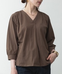 ブラウス風タックスキッパー 七分丈Tシャツ