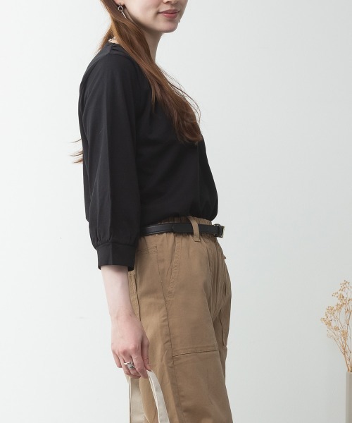 RCD(アールシーディー)の「ブラウス風タックスキッパー 七分丈Tシャツ(Tシャツ/カットソー・レディース・モカ/ホワイト/ブラック/グレイッシュベージュ/チャコールグレー・M-L/LL~3L/4L~5L)」の20枚目の写真