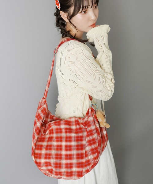 セール】コットンショルダーバッグ/チェック柄（ショルダーバッグ