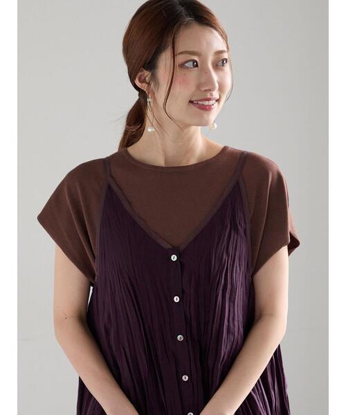 Te chichi（テチチ）の「フレンチスリーブニット（ニット/セーター・レディース・シルバー/ブルー/チャコールグレー/オレンジ/グリーン/ブラウン・F）」の3枚目の写真