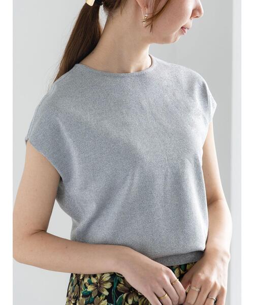 Te chichi（テチチ）の「フレンチスリーブニット（ニット/セーター・レディース・シルバー/ブルー/チャコールグレー/オレンジ/グリーン/ブラウン・F）」の6枚目の写真