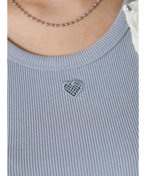 ehka sopo（エヘカソポ）の「ハートカットワークタンクトップ（タンクトップ・レディース・モカ/ブラック/サックスブルー/オフホワイト・F）」の7枚目の写真