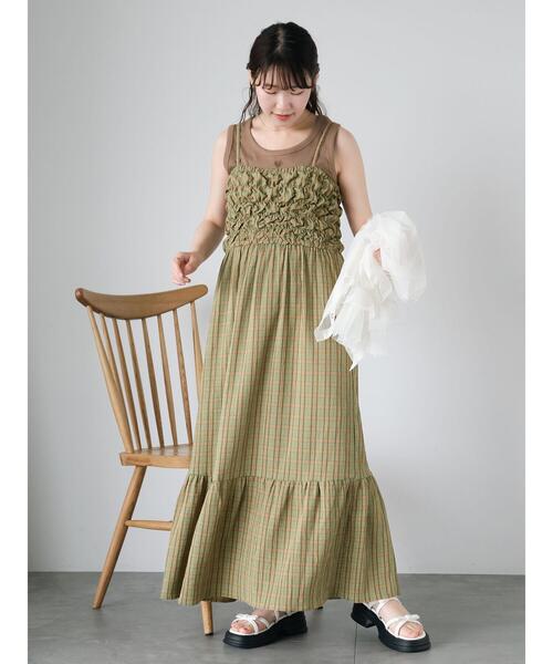 ehka sopo（エヘカソポ）の「ハートカットワークタンクトップ（タンクトップ・レディース・モカ/ブラック/サックスブルー/オフホワイト・F）」の5枚目の写真